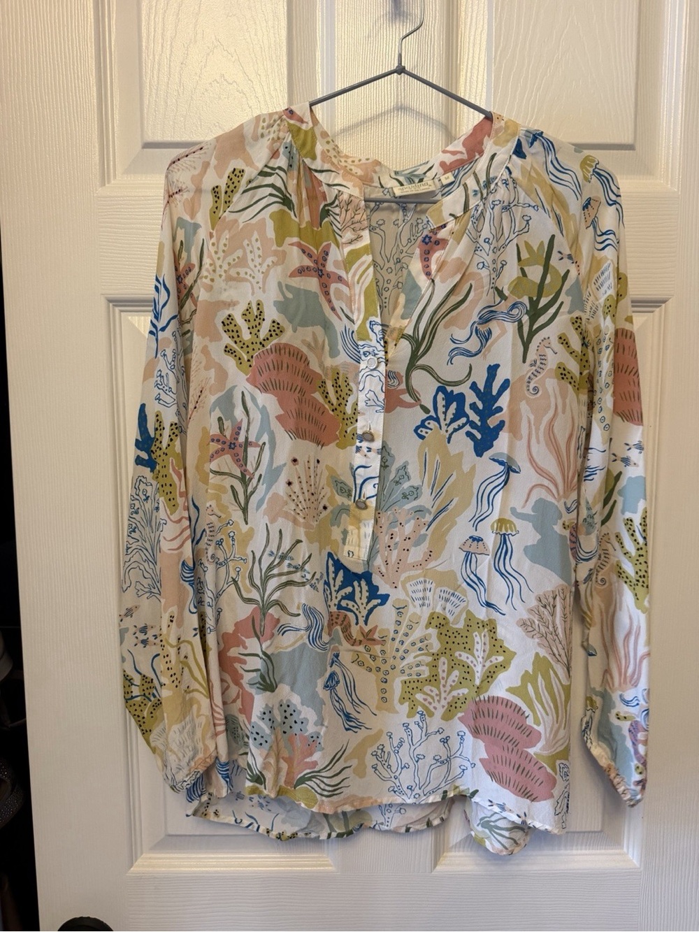 Spartina 449 Cora Silk Blouse Multicolor Coral Reef Beach